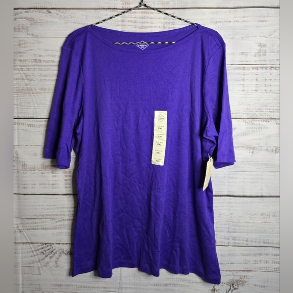 NWT 2 St Johns Bay Classic Boatneck Tees Purple And Blue Women Size XXL - Picture 4 of 7